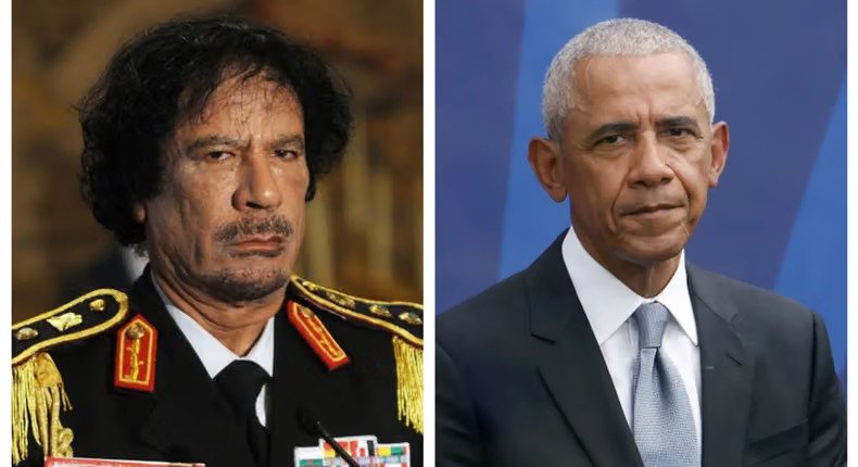 Barack Obama and Muammar Gaddafi in a report on Libya 15 years after the NATO intervention