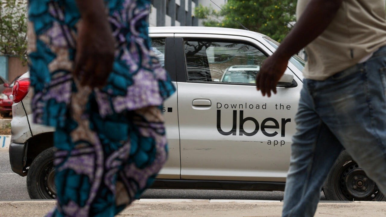 An Uber vehicle on a street in Nigeria