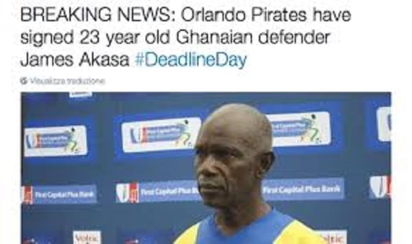James Akasa, le présumé footballeur ghanéen de 23 ans signé par Orlando Pirates (Photo)