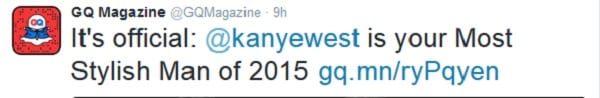Kanye West, l'homme le plus élégant de 2015 selon GQ Magazine